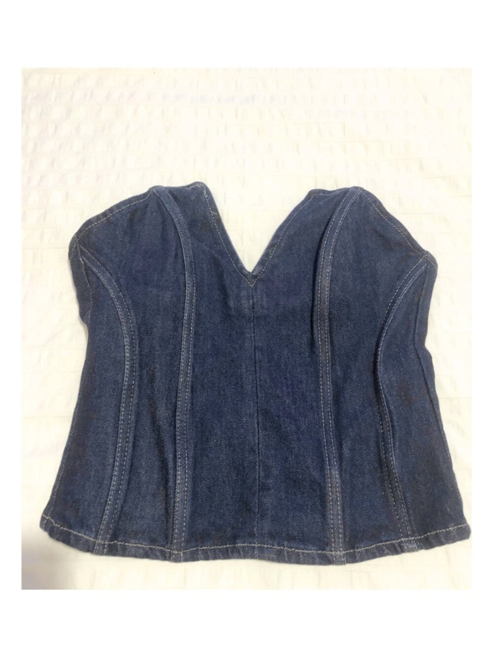 NWT Zara Sexy Strapless V Neck Denim Corset Dark Blue size small